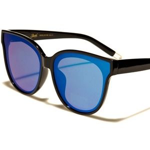 Classic Old Retro Look Stylish Womens Blue Mirrored Lens Cat Eye Sunglasses